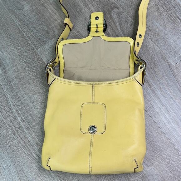 COACH Canary Yellow Crossbody Handbag Authentic Leather Flap Shoulder Bag F13355 - Picture 8 of 16
